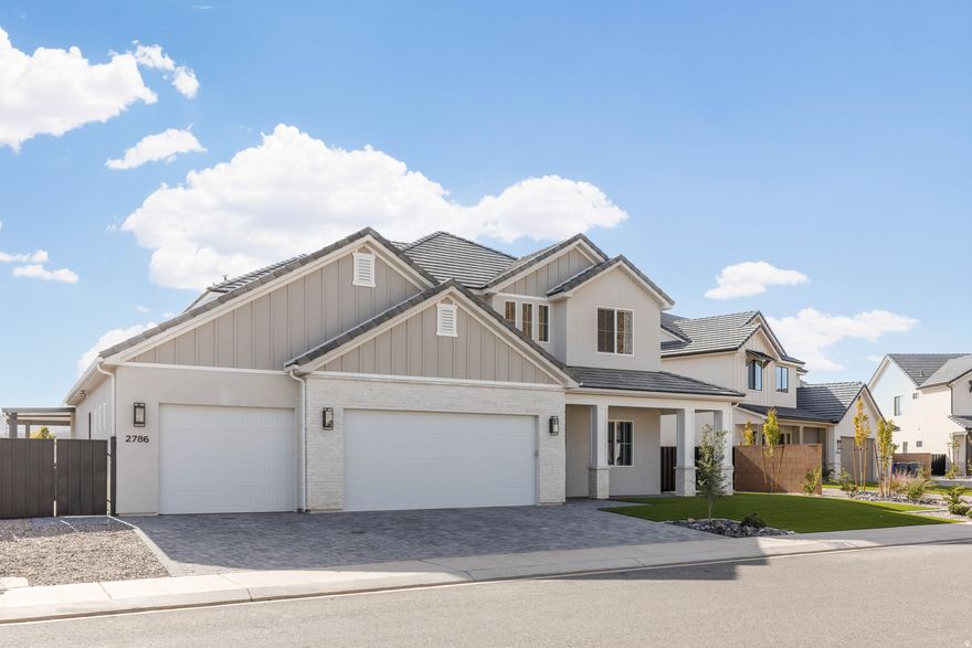 VIEWS & PRIVACY! Beautiful home tucked in a quiet cul-de-sac on one of the largest lots in the desirable Red Mesa subdivision! Featuring stunning views on an expansive yard with built in awning, artificial turf, low maintenance plants & paver patios/driveway. Spacious layout with an impressive 2 story entry way, picture windows & 10' ceilings on the main level. Massive kitchen featuring Cafe appliances, quartz countertops, large island, butler's pantry & tons of cabinet space. Primary suite boasts a private thermostat, dual vanities, walk-in shower, garden tub & walk-in closet. High-end finishes throughout including roller shades, plantation shutters, hardwood floor, quartz countertops, artistic millwork, custom cabinetry & ample storage.