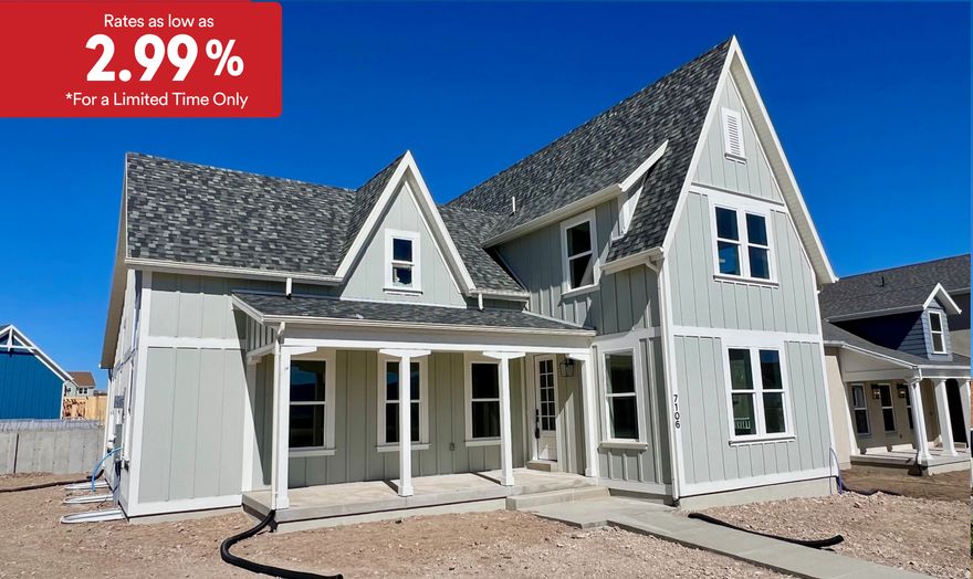 *Rates as low as 2.99% For a limited time only. This Livingston is situated on a large corner lot. Located in Daybreak's Cascade Village. Walking distance to parks and the new Water Course. Featuring a large open floor plan with two story vaulted family room ceiling.
