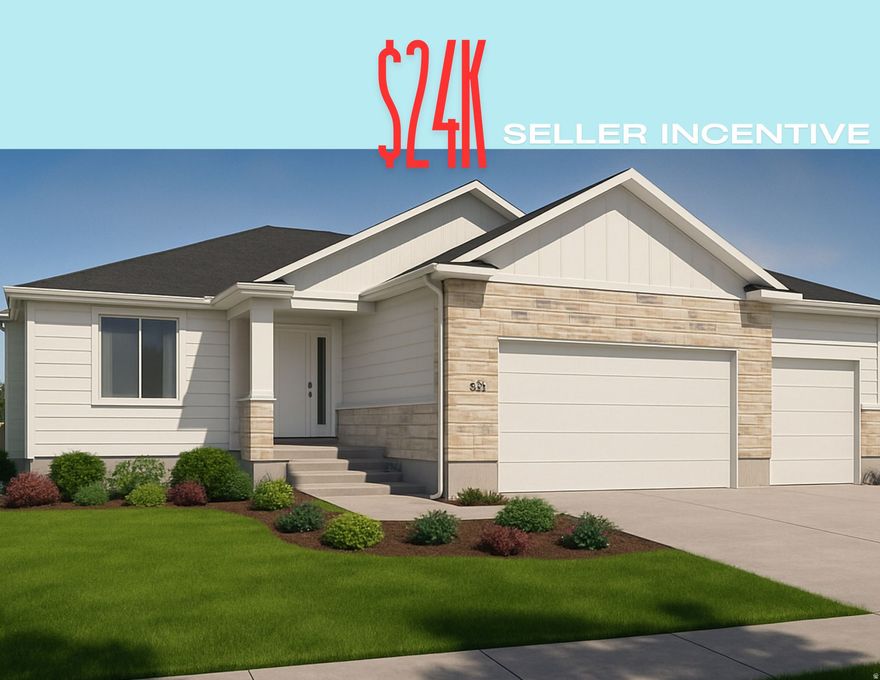 *Under Construction*  Home comes with finished basement and front yard landscaping.  **Seller offering $24,000 in incentives when using one of their preferred providers. *Home to include the following: Vaulted Ceilings in Primary bedroom and Living Room, LED Disc Lighting, Ceiling fan in Living room and Primary bedroom. Tall decorative baseboards. LVP flooring in all main areas including bathrooms. Quality carpet in bedrooms.  *Kitchen: Soft close Knotty Alder Stained Cabinets and Granite Counter tops with Subway Tile backsplash. Cabinets featuring End Panels and Crown Moulding. Walk-in Pantry.  Stainless under mounted sink with disposal, pantry,  stainless steel refrigerator, Induction stove top, oven, dishwasher and microwave that can be used as a convection oven.  *Bathrooms: Tile surrounds in tub and showers. European glass in Primary ensuite.  Adult height vanities. Taller, elongated toilets.  Central HVAC, Energy efficient furnace, Tankless Water Heater. *Garage & Exterior Features: Third car bay, garage door openers, and 30 year architectural roof shingles.  Square footage figures are provided as a courtesy estimate only and were obtained from Builder Plans. Buyer is advised to obtain an independent measurement.