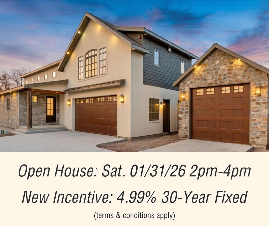 Anticipated completion JANUARY 2026. Experience this CUSTOM cottage-style home with MAIN-LEVEL LIVING, VAULTED ceilings, and a hand-cut stone exterior accented by reclaimed wood. This NET-ZERO residence features R-30 insulation, European high-performance windows, and solar-ready wiring for interior COMFORT and ENERGY EFFICIENCY. Quartz countertops, stainless steel appliances, a walk-in pantry, plus a wet bar with wine fridge enhance the kitchen. A 10' lift and slide door in the living room opens to the outdoors for seamless indoor-outdoor living. The primary suite offers an expansive walk-in closet and a bath with a separate tub and shower. LVP, carpet, and tile throughout. The FINISHED BASEMENT offers a versatile family or theater room, large-scale windows, and rough-ins for a wet bar or kitchenette, whole-home humidifier, and water softener. The above-garage ACCESSORY DWELLING UNIT provides mountain VIEWS, a private entrance, its own laundry, and dedicated mini-split climate control, creating a flexible space for guests, multi-generational living, or ADDITIONAL INCOME. The FOUR-CAR garage includes a two-car attached bay with a dog wash and a two-car tandem detached carriage-style bay with a 10' door and a SPAN Drive EV charger. Located in a vibrant and well-connected neighborhood, this home offers easy access to Brickyard Plaza, the new Millcreek City Center, Harmons Grocery, St. Mark's Hospital, VASA Fitness, TJ Maxx, Kohl's, local dining and amenities, and more. Commuting is effortless to the University of Utah, Westminster College, Park City, and SIX renowned ski resorts. NO HOA. PREFERRED LENDER INCENTIVE. Buyer to verify all to own satisfaction. Arrange your private tour today.
