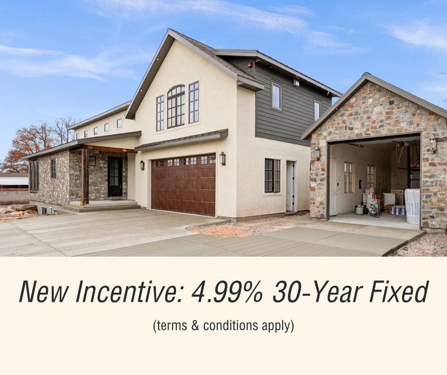 Anticipated completion JANUARY 2026. Experience this CUSTOM cottage-style home with MAIN-LEVEL LIVING, VAULTED ceilings, and a hand-cut stone exterior accented by reclaimed wood. This NET-ZERO residence features R-30 insulation, European high-performance windows, and solar-ready wiring for interior COMFORT and ENERGY EFFICIENCY. Quartz countertops, stainless steel appliances, a walk-in pantry, plus a wet bar with wine fridge enhance the kitchen. A 10' lift and slide door in the living room opens to the outdoors for seamless indoor-outdoor living. The primary suite offers an expansive walk-in closet and a bath with a separate tub and shower. LVP, carpet, and tile throughout. The FINISHED BASEMENT offers a versatile family or theater room, large-scale windows, and rough-ins for a wet bar or kitchenette, whole-home humidifier, and water softener. The above-garage ACCESSORY DWELLING UNIT provides mountain VIEWS, a private entrance, its own laundry, and dedicated mini-split climate control, creating a flexible space for guests, multi-generational living, or ADDITIONAL INCOME. The FOUR-CAR garage includes a two-car attached bay with a dog wash and a two-car tandem detached carriage-style bay with a 10' door and a SPAN Drive EV charger. Located in a vibrant and well-connected neighborhood, this home offers easy access to Brickyard Plaza, the new Millcreek City Center, Harmons Grocery, St. Mark's Hospital, VASA Fitness, TJ Maxx, Kohl's, local dining and amenities, and more. Commuting is effortless to the University of Utah, Westminster College, Park City, and SIX renowned ski resorts. NO HOA. PREFERRED LENDER INCENTIVE. Buyer to verify all to own satisfaction. Arrange your private tour today.