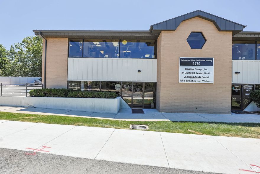 SHARED SUITE available on the ground floor! FULLY FURNISHED! AVAILABLE NOW! FULL-SERVICE LEASE including janitorial and maintenance. Suite 100 is currently used as an insurance office. There are a total of 5 offices and a reception center. The insurance office is looking to lease the back 1-2 offices. $300/month for one office or $600/month for 2. One has a door and one is open (See floor plan in photos). Break room and restrooms are on the same floor. 1st floor suites are ground level from the front of the building and 2nd floor suites are ground level from the back of the building. Well-maintained building with two long-term dentist clients on the second floor and an esthetics business across the hall. Easy to show. Tenants pay for telephone, wireless services. Check out the drone footage in the "tours" section! Easy to show. Landlord would consider leasing out the whole space for the right price. Property flyer is attached in the document section. Agent or Landlord must be present to show.