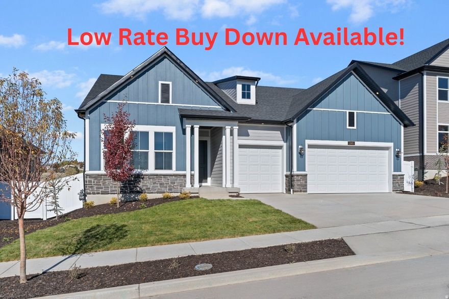 *** Low Rate Buy Down available on this home! *** Contact Us for More Information. *** Stunning and spacious rambler with 10-ft ceilings on the main level and over-sized windows galore. Kitchen features quartz countertops, 36-inch gas cooktop, built-in wall oven, painted two-tone maple cabinets, and an 8-foot island. Tranquil primary retreat with spa-like bathroom. The unfinished basement boasts 9-foot ceilings, a partial daylight, and 2,000+ sq. ft. of additional space for anything you can imagine. Located in the sought-after Eastridge Park community, surrounded by beautiful mountain and valley views, city parks and trails, lifestyle amenities, and highly regarded Davis School District schools.