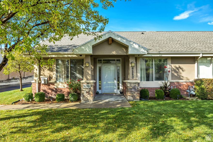 Welcome to Legacy Village, a highly sought-after 55+ community where comfort and convenience come together. This beautifully maintained 2-bedroom home features tall vaulted ceilings and an open-concept layout with stunning LVP flooring throughout the living and kitchen areas. The spacious primary suite offers a generous walk-in closet, while the large 2-car garage provides plenty of storage space.  Residents of Legacy Village enjoy access to a private clubhouse with a fitness area and pool - perfect for staying active and social. Located just minutes from Bangerter Highway and Jordan Landing, shopping, dining, and medical services are all within easy reach.  Low-maintenance living in a peaceful setting - move-in ready and waiting for you!