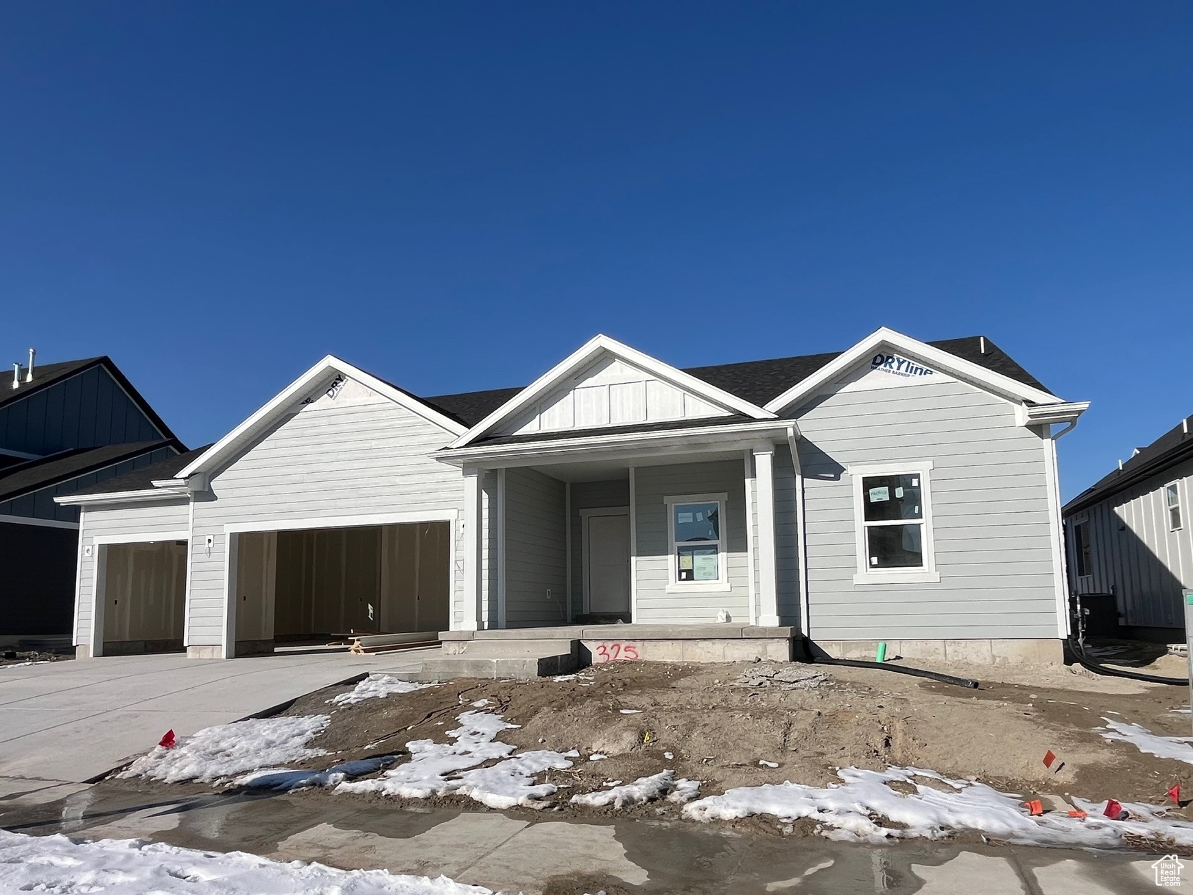 Spacious rambler coming in hot! The Oakley floorplan is one of our most popular floorplans. This home will be fully finished with 5 bedrooms and 3 full bathrooms! Open concept floorplan with quartz countertops throughout! Large rec room downstairs is great for gatherings. This home is a must see! Expected completion is March 2025. Front and side yard landscaping will be done in the spring.