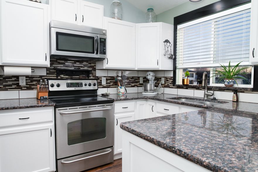 Welcome Home to this beautiful Layton split level home! This 4-bedroom, 3-bathroom gem is a must-see. Featuring granite countertops, vaulted ceilings, new roof in 2024 & included fridge. The home is move in ready and has a lot of incredible natural light. Nestled in a quiet, well-kept neighborhood, you'll love the landscaping, and a fully fenced lawn with a playground for privacy and entertaining. Conveniently located less than a block away from Chelsea Meadows Park, and 1 mile from Ellison Park. This home also provides easy access to 1000 N and Antelope Drive, giving you endless options for dining, shopping, and entertainment within 2 miles including Layton Hills Mall. Available Xfinity internet up to 2gbps, and fiber up to 10gbps. Gas hookup on upper deck. Electric & gas connections for stove and dryer. Square footage figures are provided as a courtesy estimate and were obtained from county records. Buyer is advised to obtain an independent measurement.