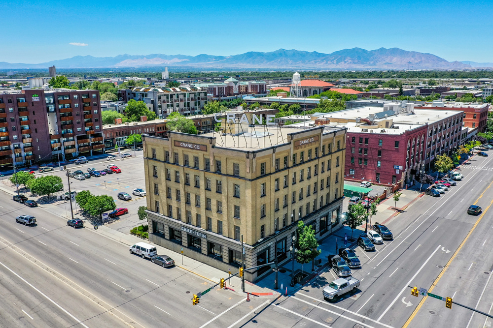 View of urban area featuring a mountain backdrop