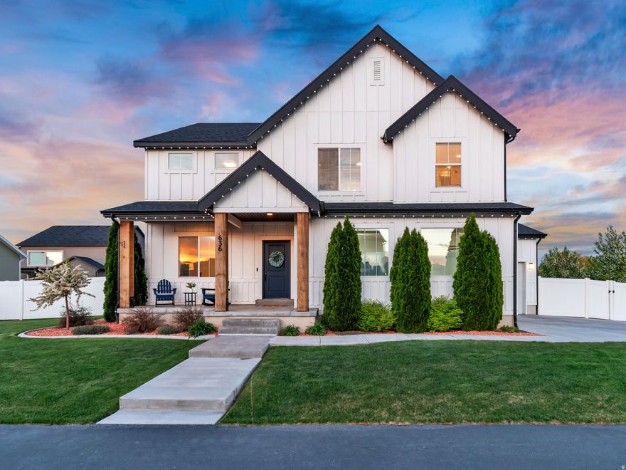 Welcome to this charming, better-than-new 2-story home in the highly desirable Legacy Farms neighborhood of Saratoga Springs. Thoughtfully designed and beautifully maintained, this home offers a bright, open-concept layout with stylish finishes throughout, including white cabinetry, quartz countertops, and stainless steel appliances-perfect for both everyday living and entertaining.  Upstairs, you'll find four spacious bedrooms with walk-in closets, along with a large, light-filled loft that provides the ideal space for a second living area, office, or playroom. The fully finished basement adds even more versatility, featuring a generous family room, an additional bedroom and bathroom, plus a home gym or flex space to suit your needs.  Step outside to your private backyard retreat-perfect for relaxing or hosting gatherings-with a large patio boasting afternoon shade, a dedicated kids' play area, putting green, and plenty of space for parking all your toys. The HVAC system boasts a humidifier, UV light systems and is zoned for extra comfort. There is ample RV parking and the 3rd garage bay is 26 ft long with an 8 ft tall door, offering extra space for all your vehicles. This home truly has it all-style, space, and functionality in a fantastic location. Don't miss your opportunity to make it yours-schedule your private showing today! Square footage is provided as a courtesy estimate only and was obtained by county records. Buyer is advised to obtain an independent measurement.