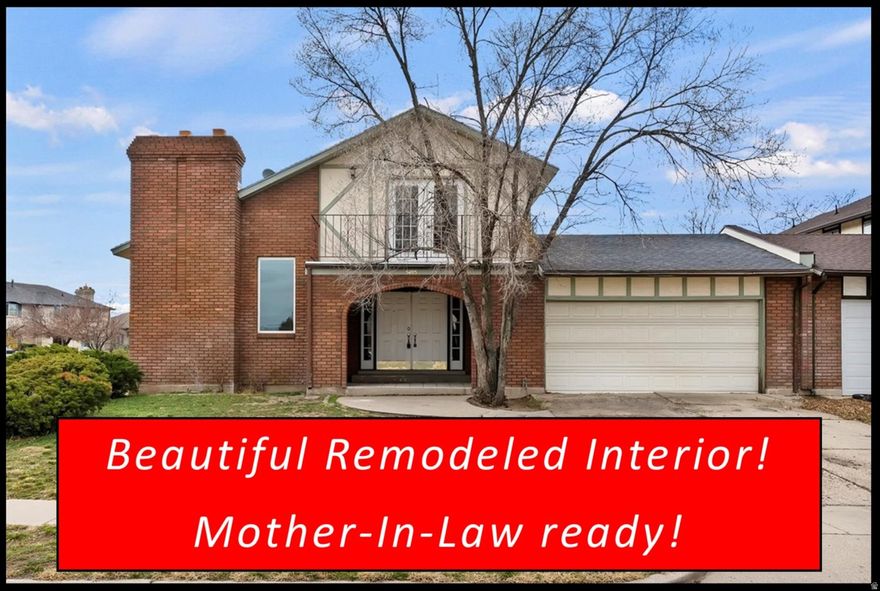 A Rare Find in this Beautifully Remodeled Home featuring All Brand New: carpet, vinyl-plank flooring, paint, cabinets, appliances, light fixtures and recessed lighting, electrical and plumbing!!  Main floor area has foyer with storage closet, formal living room area, half bath and laundry, just a few steps up to the spacious family room with wood burning fireplace, vaulted ceilings, large windows for lots of natural light, large dining area, kitchen with lots of storage in the Shaker-style cabinets / SS dishwasher and additional dining area. Upstairs with primary bedroom having French doors to balcony / walk-in closet / en suite bathroom, two more large bedrooms and 1 full bath plus 2nd laundry room. Finished basement is Mother-In-Law ready with 2nd kitchen complete with SS dishwasher, range and under cabinet microwave, generous family room with fireplace and dining area, room (does not have a window) and bathroom. Fully fenced backyard with patio area, on desirable corner lot. Remodel completed by licensed contractor and legal City permit. Seller will have concrete driveway repaired,  just waiting on final estimate. Schedule via Aligned Showings.