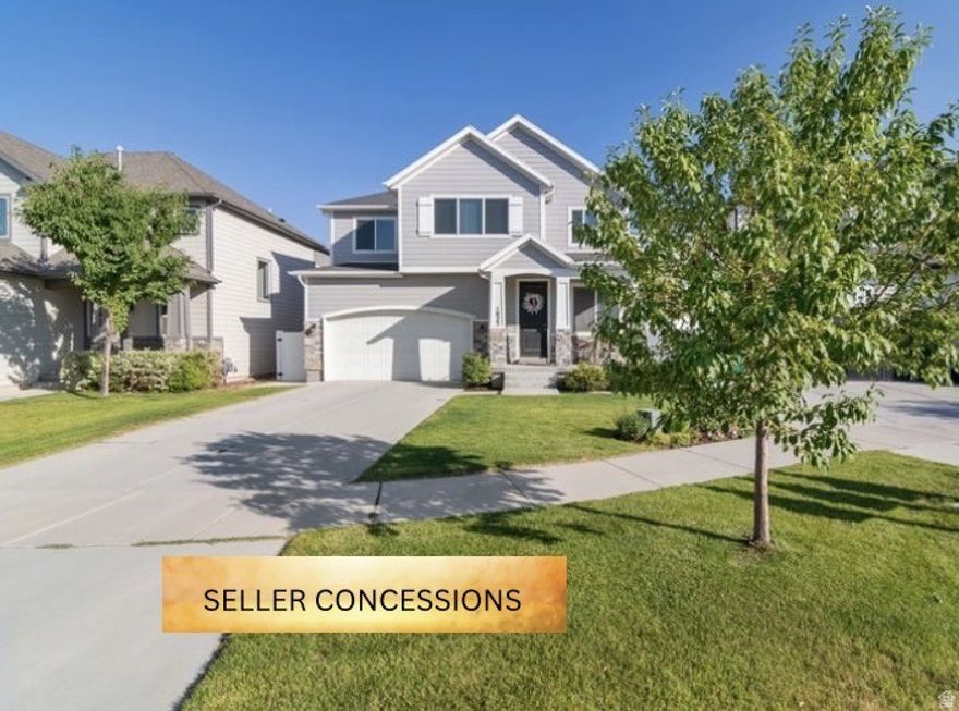 Fantastic Bluffdale home!! Beautifully maintained home with brand new laminate and plush carpet.  Boasts a newly finished basement with custom cabinetry/console  and upgraded finishes.  This house is open and spacious, has a great flow and plenty of room.  Large rooms, huge primary suite with walk in closet, separate tub and shower, lots of natural light and an amazing loft/play room.   Solar keeps utility bills low.   Great neighborhood close to schools, parks, walking trails and easy access to freeway.