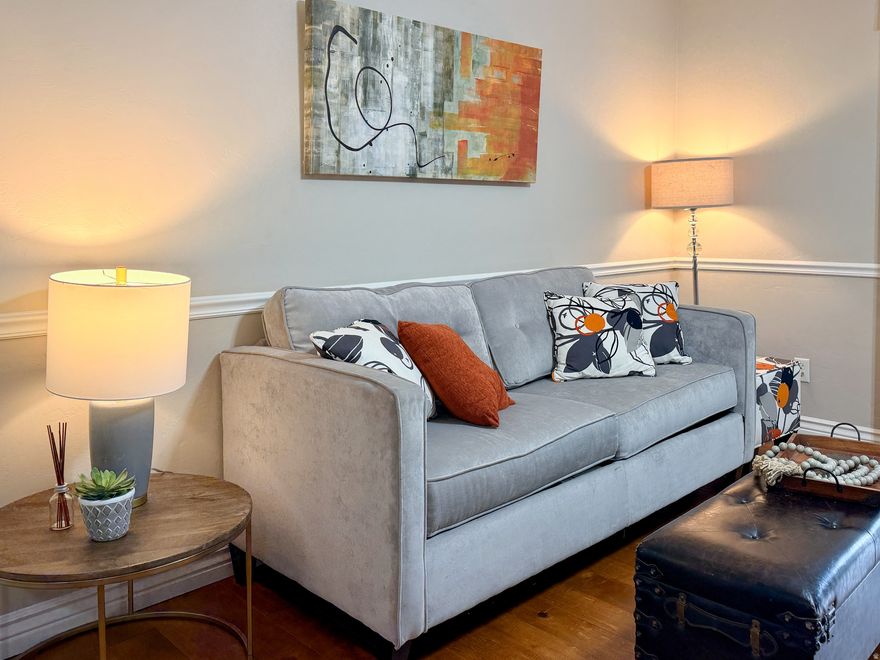 COME CHECK IT OUT!!!! Top-floor condo with vaulted ceilings in the highly sought-after Belle Monet community-enjoy the privacy of no upstairs neighbors and stunning mountain views from two private balconies, including one off the master bedroom. Inside, you'll find vaulted ceilings and granite countertops that add style and charm throughout. The open layout is perfect for everyday living or entertaining. Community amenities include a pool, clubhouse, gym, theater room, and two beautifully maintained parks with playgrounds. With quick access to I-15 and just minutes from restaurants, shopping, and entertainment, this home blends comfort, elegance, and convenience. One car garage and one assigned open parking space. Square footage figures are provided as a courtesy estimate only and were obtained from county records . Buyer is advised to obtain an independent measurement.