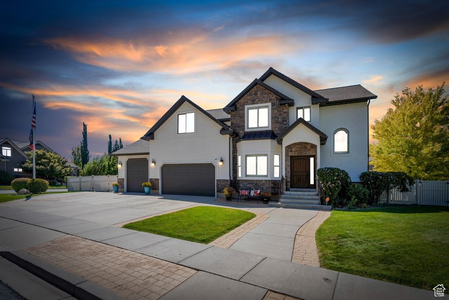 Welcome to this stunning luxury two-story home in the heart of Highland, perfectly situated at the mouth of American Fork Canyon with easy access to breathtaking mountain scenery, hiking, and outdoor adventure. This thoughtfully updated residence combines timeless craftsmanship with modern upgrades, offering the perfect blend of comfort, style, and functionality.  Inside, you'll find real wood plantation shutters throughout, Tasmanian oak flooring on the main level, and travertine tile in the laundry and bathrooms. The home features newer carpet with upgraded extra-thick pad, three-tone paint, and 8-inch baseboards for a polished, high-end finish. A 2025 renovation of the upstairs bathroom includes a new tub, tile shower surround, flooring, and commode, ensuring fresh and modern design.  This is an open space community. Highland City owns the parks and trails.  The kitchen, laundry, and bathrooms are adorned with beautiful knotty alder cabinetry, while the mudroom is equipped with six full-size enclosed alder lockers with undermount drawer storage-perfect for keeping everything organized.  The primary suite is a private retreat, complete with a flex-space alcove ideal for a home gym or reading nook, a luxurious ensuite bathroom, and a huge walk-in closet with upgraded cabinetry, closet organizer system, and even a second laundry with stackable washer/dryer. Three of the four bedrooms feature walk-in closets, adding both convenience and storage.  Recent upgrades include a new 50-year architectural shingle roof (2022), a smart whole-home Ecobee HVAC system with air purifier (2022), and fresh exterior paint in a light, bright palette.  The 4-car garage is designed with extra height-including a 10 ft garage door and 12 ft  ceilings-plus additional RV parking.  Outdoors, enjoy a fully fenced yard with a stamped concrete patio, built-in fire pit, children's Lifetime play set, and an in-ground trampoline-perfect for both relaxation and entertainment.  This remarkable Highland home is not just a residence but a lifestyle-nestled near scenic trails, parks, and recreation while offering every modern upgrade for comfort and peace of mind.