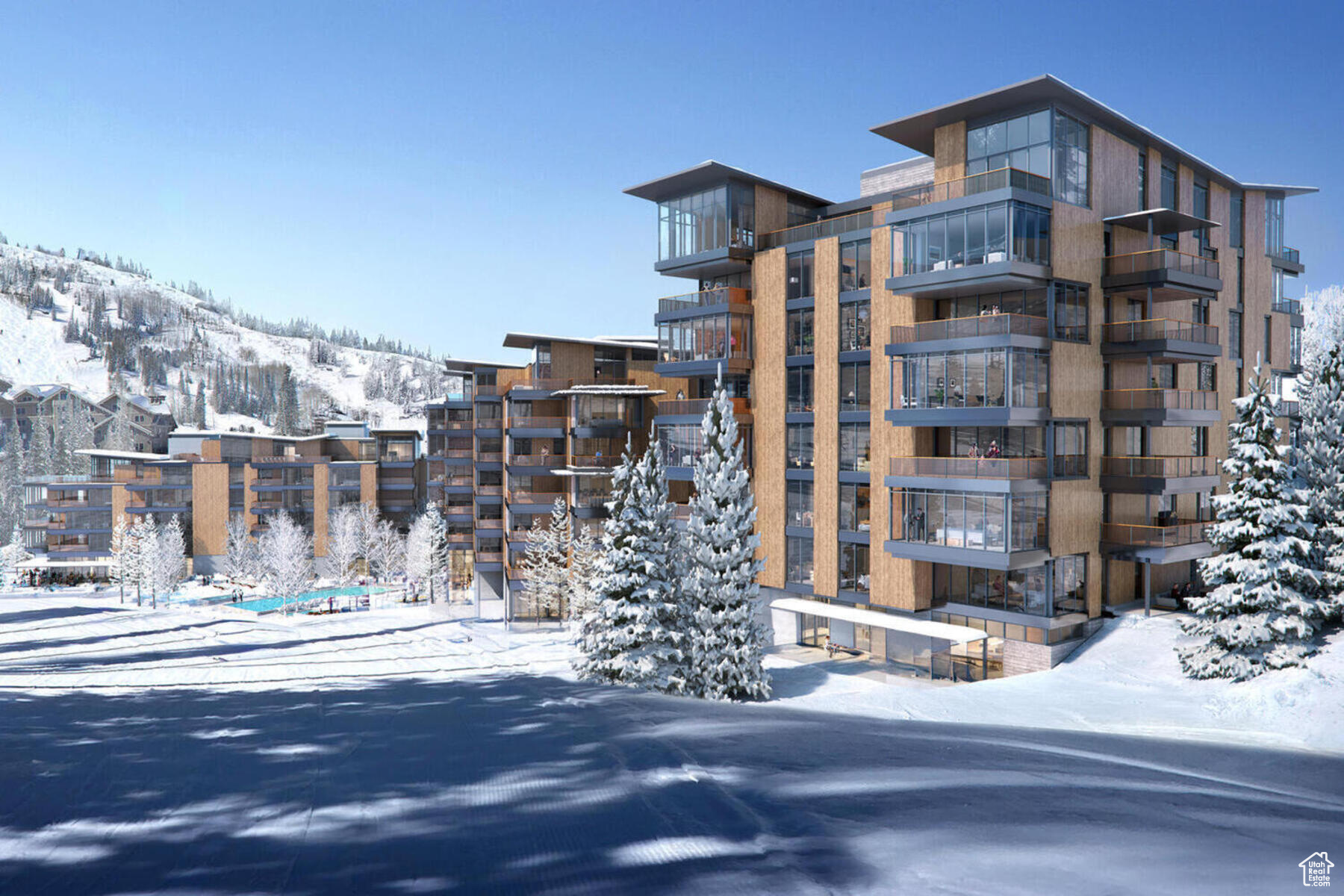 When they say they saved the best for last, this is what they're talking about. Sommt Blanc includes three alpine lodges comprising 49 luxury Residences and Penthouses located on the last, best, ski-in/ski-out parcel in Empire Pass at Deer Valley Resort. World-renowned architect Tom Kundig of Olson Kundig has created a jaw-dropping signature design featuring butterfly roof lines, cantilevered structures, single-level living, expansive outdoor spaces, floor-to-ceiling windows, and modern mountain design. With through-building unit design, every residence enjoys breathtaking views. Sommt Blanc features an extensive list of amenities and services that includes an arrival lobby and fireside lounge with a concierge desk, valet parking, an onsite restaurant & bar with ski beach patio, slope-side pool & patio with multiple hot tubs, and outdoor gathering spaces, pool locker rooms with saunas, spa treatment rooms, fitness center, yoga studio, a bowling alley with caf and game room, executive boardroom, spacious ski locker room, ski valet service, aprs-ski lounge with expansive outdoor patio, children's activity playroom, golf simulators, speakeasy styled owner's lounge, and designated underground parking in each building featuring adjacent oversized storage units with each owner space ready for an electric car charger installation. Residence C501 is a fifth-floor unit with stunning ridgeline views of Lady Morgan. The home features five bedrooms, six bathrooms, a large den/media room, and two outdoor decks. Finishes include floor-to-ceiling windows, wood floors, wood ceilings, wool carpet, custom cabinets and built-ins, natural stone countertops and backsplash, Dacor contemporary appliances, Dornbracht fixtures, Sun Valley Bronze hardware, wine storage, automated Lutron shades, and two Tom Kundig signature design fireplaces.