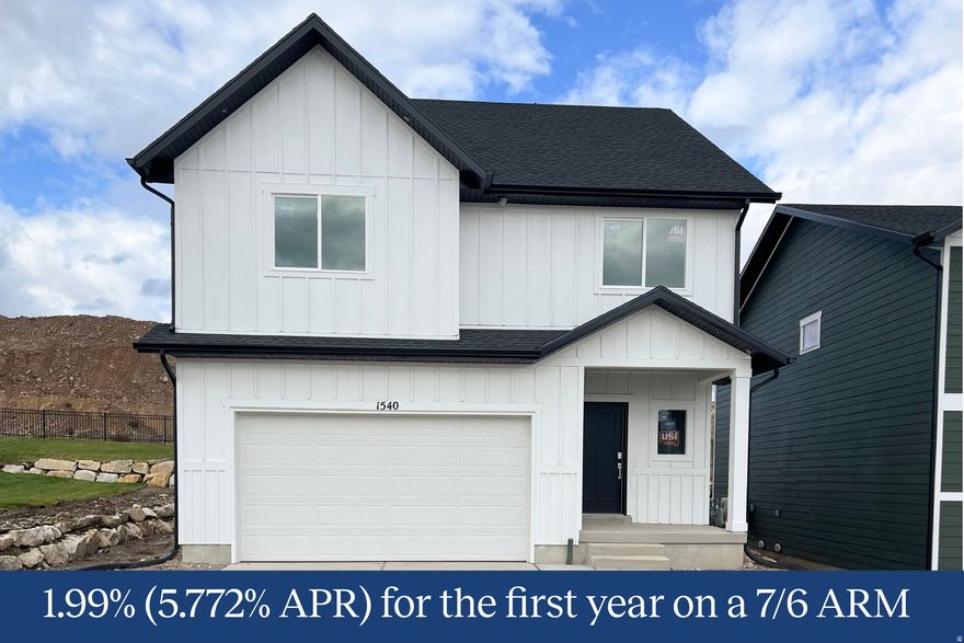 The Valley at Wildflower - 1516 - Cache.  Offering rates as low as 1.99%(5.772% APR) for the first year on a 7/6 ARM when financing through Lennar Mortgage.  Estimated completion in NOVEMBER. This floorplan has 4 bedrooms, 2.5 bathrooms, family room, and full unfinished basement. The kitchen features white craftsman-style cabinets and linen cream quartz countertops. Upstairs is the laundry room, owner's suite, and owners suite bathroom, 3 more bedrooms, and 1 full bathroom. Square footage figures are provided as a courtesy estimate only and were obtained from builder. Buyer is advised to obtain an independent measurement. Interior photos are of same style of home, but not the actual home. Rendering is for illustrative purposes only.