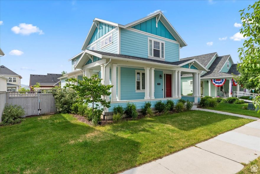 HUG almost a $50,000 price reduction!! Home IS available now for showings!! This impressive two-story wrap around porch farmhouse-style home combines modern design with spacious comfort. Offering 5 bedrooms and a fully finished basement complete with a private theatre room and an additional on-suite. The open-concept main level features clean lines, large windows, and high-end finishes, perfect for both relaxed living and stylish entertaining. A gourmet kitchen flows seamlessly into the bright great room, while upstairs you'll find 4 generously sized bedrooms, including a serene primary suite with a beautiful vaulted ceiling and small loft. Downstairs, enjoy movie nights or game day in the state-of-the-art theatre. With its charming exterior and sleek interior, this home blends classic curb appeal with contemporary luxury.