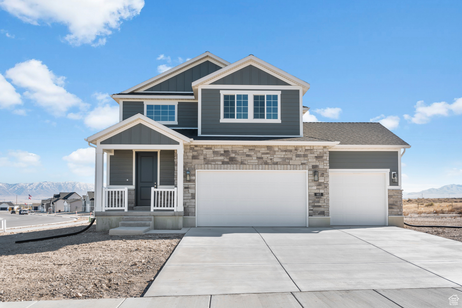 Brand new Portland cottage home in a great Grantsville community!  This home offers a blend of modern functionality and timeless craftsmanship, featuring gray laminate cabinets, quartz countertops, and stainless steel gas appliances in a modern kitchen that is both stylish and efficient. The open-concept design is enhanced by laminate hardwood, vinyl tile, and carpet flooring, ensuring durability and comfort in every space. Also ncluded is a spacious 3-car garage and charming box window in the kitchen nook, adding both practicality and architectural character. Thoughtful details such as can lighting, 2 tone paint, and wood railing at the stairway elevate the home's aesthetic appeal. The owner's bathroom, with cultured marble shower surrounds, offers a serene retreat, complemented by brushed and satin nickel hardware for a polished finish. Energy-efficient features and a 40-gallon water heater provide modern conveniences while promoting sustainability. Complete with Craftsman base and casing, the Portland Home delivers a perfect blend of comfort, style, and functionality!