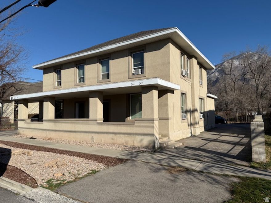 Legal 4 plex just south of BYU campus!  zoned for 3 singles or a family on each unit!  12 on-site parking stalls!  Easy to maintain xeriscape yard!  Low maintenance stucco exterior. Covered porch and entries to keep the weather out.  Bonus potential storage area in the basement!  3 of the units are rented through July at $1125, $1125 and $1050.  Rents are low and could be raised with a little tlc.  The 1 bedroom unit was the owners family and they were not paying rent and are moving end of January.  So a great chance to get a son or daughter in for owner occupied finaincing!   Contact agent for videos links for each unit.  Don't miss out on this great opprotunity!