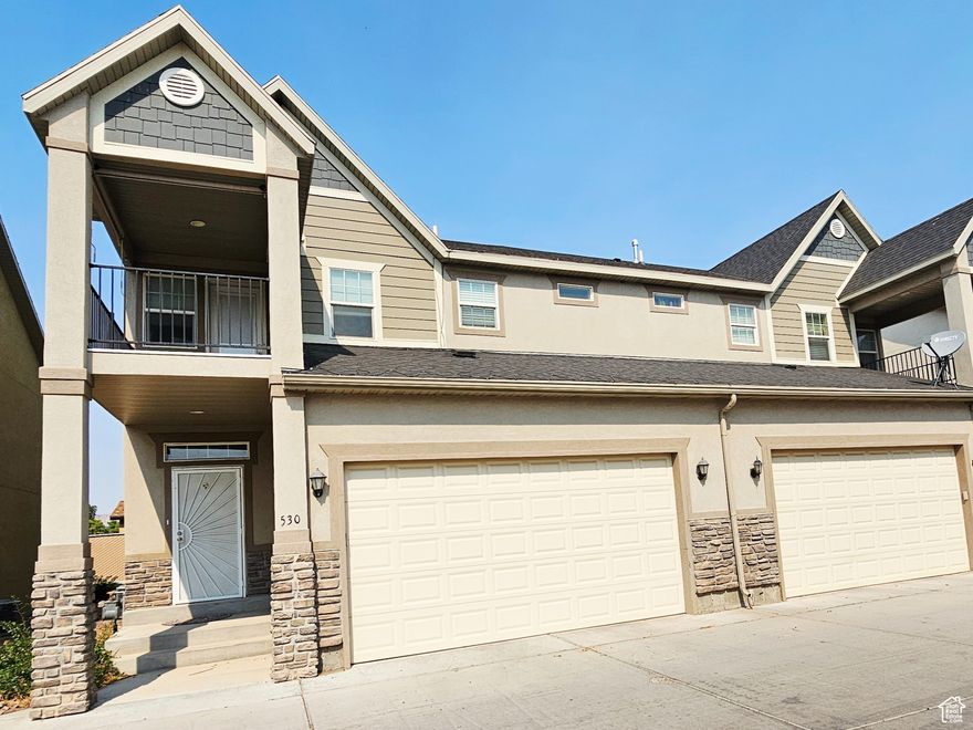 Beautifully maintained 3-bedroom, 2.5-bath townhome located in the highly desirable Split Mountain community in Vernal. This spacious home features an open-concept layout with a functional kitchen with ample storage, and a bright living and dining area. Upstairs, the large primary suite includes a walk-in closet, private bath, and its own balcony - perfect for relaxing. Two additional bedrooms, a full bath, and a conveniently located laundry area complete the upper level. The home also offers a 2-car attached garage, and low-maintenance landscaping. The HOA covers water, sewer, trash, lawn care, and snow removal, making this a low-hassle living option just minutes from schools, parks, and shopping. Seller will pay $2,000 towards buyers concessions to use as they wish per lender approval. Buyer to verify all information.
