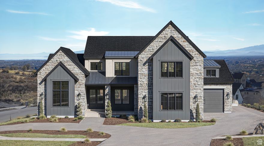 This exclusive Modern Tudor home is located on the east bench of Alpine, Utah in the highly sought after Lambert Park Estates subdivision. This stunning home features an open floor plan with a 2 story great room, spacious office with built-ins, custom fireplace, engineered hardwood floors, huge chef's kitchen with Wolf and Sub-Zero appliances, dual dishwashers, ice maker, breakfast nook, food pantry, and butler's pantry with Costco door.  Enjoy huge, covered lockers leads out to the massive fully finished 3 car garage, one of which is oversized for RV parking, 240 EV charger, whole-house central vacuum, and a pull-through driveway for added convenience.  Main level living at it's best with the exquisite primary suite with custom fireplace, freestanding tub, steam shower, and ensuite laundry.  The upper floor features 9' ceilings, and enclosed loft with custom built-ins, 2 bedrooms, and a bunk room all with accent walls, ensuite bathrooms, and walk-in closets, plus an extra-large laundry room with sink, full-height cabinet, and built-in shelving.  The light and bright  basement with windows all around highlighting the valley view's boasts 10' ceilings, a huge family room, gym, 2 additional bedrooms with ensuite bathrooms and walk-in closets, a large 3 tier theatre room, kitchenette, full-size laundry room, cold storage, not to mention an additional 464 sf or storage to house all your toys and more.  Walk out onto the spacious covered patios and enjoy the beautifully landscaped yard with a refreshing pool and pool house.  Every detail of this home is professionally designed to perfection.  A hassle-free full custom home experience is waiting for you!