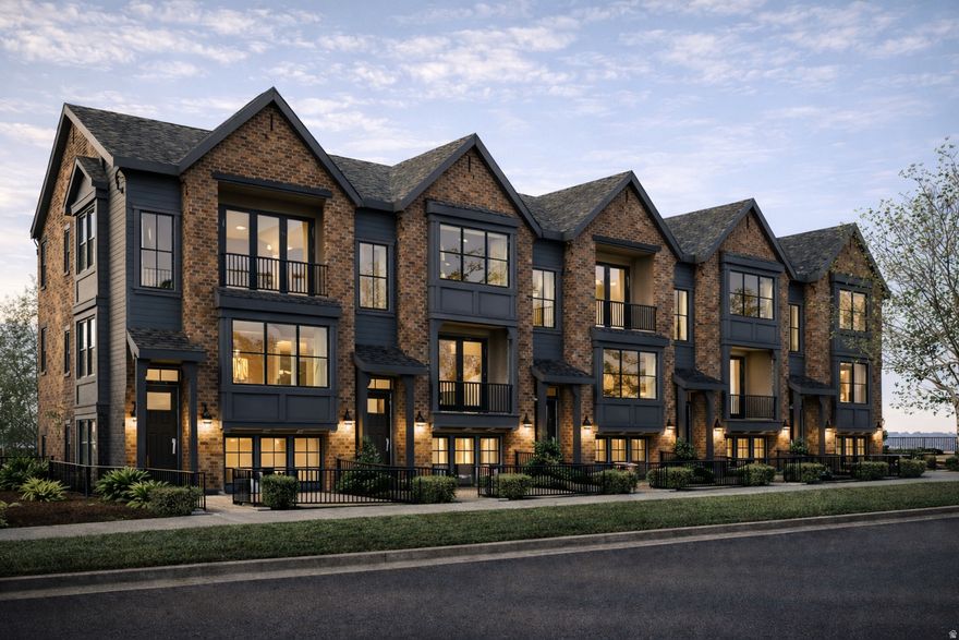 New Brighton Homes townhome in a prime Murray location, adjacent to Big Cottonwood Creek and close to shopping, dining, parks, TRAX, and commuter routes. Features include a 2-bay garage, open-concept living, quartz countertops, LVP flooring, and deck plus patio space. Buyer to verify all information. Virtually staged. AI renderings and photos may vary by unit.