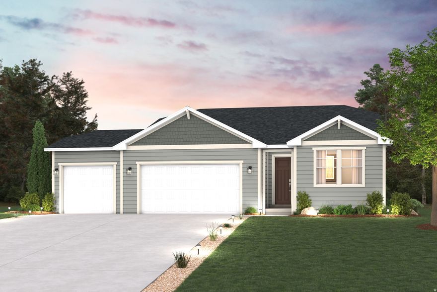 NO HOA!!! The Cumberland at Sunset Flats offers easy single-level living with a bright, open layout designed for comfort and convenience. The gourmet kitchen features built-in appliances, a separate island, and walk-in pantry, flowing into the dining area and great room. This home offers 4 bedrooms, with the secondary bedrooms thoughtfully separated for privacy. The private owner's suite includes dual vanities, a soaking tub, separate shower, and walk-in closet. The unfinished basement with 9' ceilings gives room to grow, while the large 3-car garage includes a 10' third bay door for extra storage, toys, or gear. Conveniently located just minutes from shopping and restaurants.