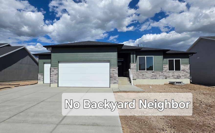 Incredible west facing rambler with no backyard neighbors. Lots like this are hard to find!  The views of Ben Lomond are amazing from the back covered patio and backyard. Tall windows and 9' ceiling heights allow for natural light throughout, the tasteful finishes throughout are sure to impress. The finished basement has a huge 2nd great room for entertaining is roughed in for a future kitchenette or wet bar. Front yard landscaping and fencing is included and incentives available with use of a preferred lender.