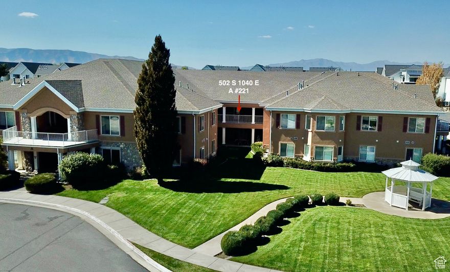 ***HUGE PRICE REDUCTION*** Get a 2 Bedroom, 1 Bathroom for almost the price of what you pay for a 1 Bedroom. Buy now and have built in equity. (CONDO 55+ COMMUNITY) IN AMERICAN FORK. Large spacious Living Room, Large Kitchen and Dining area with Custom Built Shutters that allow lots of natural light includes stackable washer and dryer. WATCH THE VIDEO INCLUDED IN THIS LISTING! Very clean with NEW CARPET and NEW KITCHEN FLOORING. The location is in building A #221 has an unobstructed view of Mount Timpanogos with a large patio area directly located in a front view. 9 Foot Ceilings, all three buildings, (A, C & D) are equipped with an elevator to the second floor. No one lives above you for peace and quiet. HOA Amenities cover: Cable TV, Club House, Full working kitchen, Library, Pool, Jacuzzi Spa, Gym, Large Meeting area, (Sewer, Water, Trash & Snow Removal). Dog friendly. Close to nearby shops and restaurants. A #221 has its own Personal Covered Parking space. The layout of this community has been thoughtfully designed. THIS IS A MUST SEE CONDO AT THIS PRICE. All information has been provided as a courtesy. Buyers and Agents/Brokers must verify all information and measurements for accuracy.