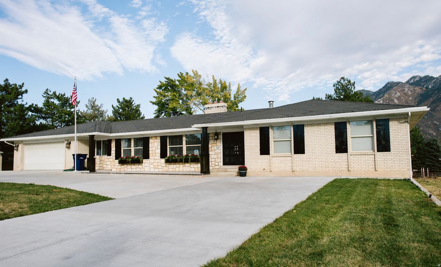 VA assumable loan at 2.25%. Tax ID 28-21-304-001-000 is also included in the sale. The barn has one stall with room for one more. two water spigots in East and West pasture. The fruit tree orchard has Lapin's Cherry, Bing Cherry, Early Elberta Peach, Late Elberta Peach, Bartlett Pear. The garden has several types of herbs. 2 raspberry bushes, 2 apple trees. Everything is on a drip system. Auto sprinklers. The brick fence pillars have evening lights installed. Power has been upgraded. Both the A/C, heat system and sprinklers are on a smart app and can be controlled through your phone. Keyless entry to the front door and code garage keypad. The 2 car garage is 24' x 32' deep. We started wiring for a theater room under the garage. 2 kitchen's, 2 laundry rooms, 2 fireplaces. Newer roof. Bring your chicken's, horses, cows or goats. Zoned agricultural. Try finding this anywhere on the east bench of Sandy for this price. Because of the location you can have a seasonal fruit stand out front. Flag pole. Sunrise Elementary is high ranking at 9/10. The catwalk to Sunrise is right in front of the house next door. We are not sure if the soft water equipment works. Freezers in the laundry room and fridge downstairs do not stay. Also the green cattle gate is excluded from the sale but will be replaced.  Being sold AS-IS. Seller will make no repairs. Buyer to verify all MLS info. Sq footage was taken from appraisal