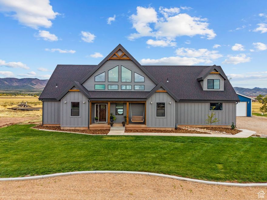 Enjoy daily, spectacular views of the Pahvant Mountains from the living room of this custom two-story home. The floor plan is great for entertaining and taking in the natural light of the south windows. Home has two primary suites, one on each level, plus another large bedroom on the 2nd level. Basement is plumbed for a kitchen, bath, laundry room, and 2 bedrooms so it can be finished into a separate apartment for additional rental income or finish it for additional living space for you. Existing ADU in back yard is 2 bed/1 bath and currently rents for $800/mo.  Nightly rentals are allowed, so this property has great rental income potential.  Kanosh is known for it's unique small-town feel and perfect access to the ATV trails and hunting areas to the east and west.