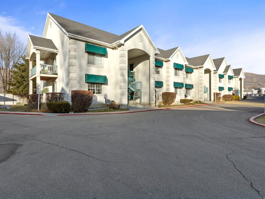 Spacious, light-filled, and beautifully maintained, this two-story condo in North Orem offers the perfect blend of comfort, convenience, and value. Featuring three bedrooms, three full bathrooms, and over 2,100 square feet of living space, this rare find provides room to spread out while enjoying low-maintenance living in a well-maintained, pet-friendly community that's in move-in ready condition!  Conveniently located near shopping, dining, public transportation, commuter routes, Lindon Temple, and Utah Valley University, and a 6 minute drive to I-15, this second-level condo combines accessibility with a peaceful residential setting.  Inside, you'll find an open and inviting floor plan with soaring cathedral ceilings, abundant natural light, and exceptional storage throughout. The spacious living areas flow seamlessly into the kitchen and dining spaces, creating an ideal setup for both everyday living and entertaining. Enjoy a private balcony with beautiful mountain views, central air conditioning, and durable laminate and tile flooring throughout much of the home.  The kitchen has been thoughtfully updated with new countertops and a new sink. Additional improvements include fresh paint, newer water softener, furnace, water heater, refrigerator, and microwave. Kitchen includes a reverse osmosis water filtration system. The roof was replaced in 2021, offering additional peace of mind for future owners. The home includes one covered and one uncovered parking space. HOA covers snow removal, lawn care, and garbage services.  With its generous layout, updated features, mountain views, and highly desirable location, this condo is an exceptional opportunity for first-time buyers, professionals, families, students, or anyone seeking spacious, low-maintenance living in Utah County.   Square footage figures are provided as a courtesy estimate only and were obtained from county records. Buyer is advised to obtain an independent measurement.
