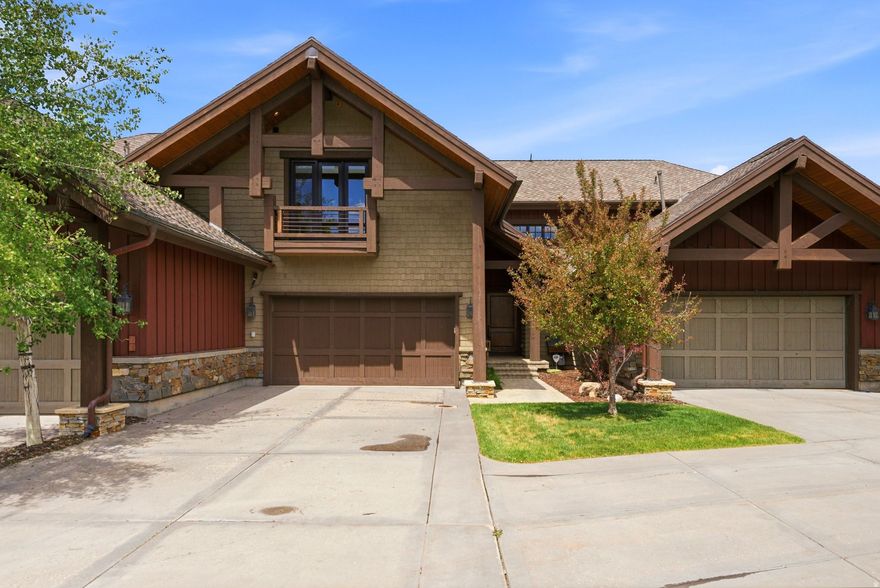 Perfectly positioned in the mountains of Jeremy Ranch and just steps from the clubhouse, this  townhome captures majestic views of the golf course and the mountain peaks of East Canyon from all three levels. Blending refined mountain living with timeless sophistication, the residence offers an exceptional setting surrounded by natural beauty. Thoughtfully designed for both everyday comfort and effortless entertaining, the open-concept floor plan is filled with natural light and enhanced by vaulted ceilings in the living area and a dramatic floor-to-ceiling stone fireplace that anchors the great room. A walkout deck just off the great room seamlessly invites the outdoors in, creating a light-filled atmosphere that perfectly frames the surrounding mountain and golf course views. The beautifully appointed kitchen features premium Viking appliances, a copper farmhouse sink, double ovens, and granite counter tops. A guest 1/2 bath and laundry room are also on the  main floor. The upper level features two spacious bedroom suites, each designed with large walk-in closets and private ensuite baths, while capturing beautiful mountain views in every direction. The walkout lower level offers a spacious family room anchored by a stunning stone fireplace, creating a warm and inviting gathering space. French doors open to a private patio and lush grassy area, once again showcasing the spectacular views. This level also includes a generously sized bedroom, full bath, and a versatile office or exercise space, ideal for both relaxation and productivity. Completing the home is an attached two-car garage with  additional storage space, offering both convenience and functionality for mountain living. Ideally located just minutes from world-class ski resorts, hiking and biking trails, golf, and year-round outdoor recreation, the home also offers exceptional accessibility to Salt Lake City, just 1520 minutes away, with convenient access to Salt Lake City International Airport.  Square footage figures are provided as a courtesy estimate only.  Buyer is advised to obtain an independent measurement.