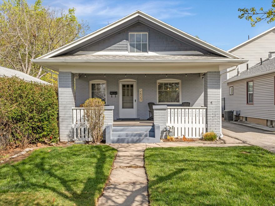 Move-in ready Sugar House bungalow with extensive updates, ideally situated near parks, trails, shopping, and dining. It offers a private backyard and a seamless blend of timeless charm, modern functionality, and thoughtfully completed major system upgrades.    Interior features include refinished hardwood floors (2024), remodeled kitchen (2017), and remodeled bathrooms with added half bath (2019). The living room has been opened up by removing the original brick faade, creating a more modern feel.  Additional approx. 80 sq ft mudroom provides excellent gear storage and everyday functionality.  Major improvements include a new main water line (2025), furnace (2021), and AC (2018).  Exterior highlights include a large, fully fenced private backyard with mature landscaping, a trimmed walnut tree (2025), new concrete (2021), and an 8'x16' storage shed. Front porch decking, black iron fencing, and siding/paint/gutter updates (2024) add to the home's curb appeal.