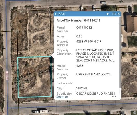 Vacant Land For Sale - 4233 W 600 #12<br/> Uintah County, Vernal, UT 84078