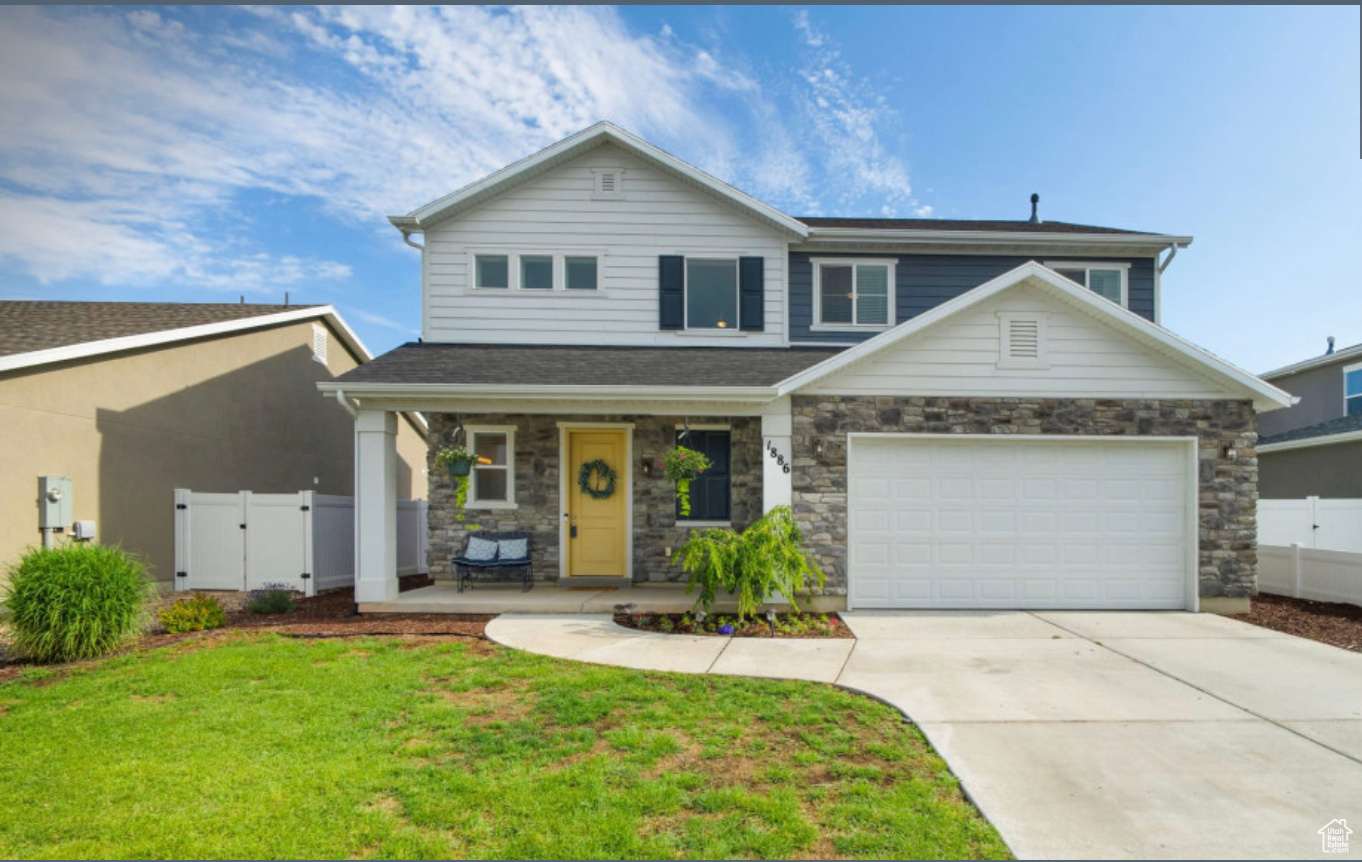 Beautiful 4-Bedroom Home with Open Layout and Great Community Amenities!! Welcome to this stunning 4-bedroom, 2.5-bath home built in 2019 by Woodside Homes. With 2106 sq. ft. of thoughtfully designed living space, this property offers comfort, functionality, and style in every corner. Step inside to a bright, open concept main level featuring huge windows and a spacious family room with a tiled fireplace. The dining and kitchen flow seamlessly together, perfect for gatherings, and the large granite island is ideal for cooking and entertaining. A half bath, oversized coat closet, laundry room with washer and dryer included, and two pantries provide plenty of storage. Appliances stay, including the refrigerator. The garage connects directly to the kitchen for convenience, and a walk-out patio opens to a large backyard with grass and a cement patio. The swing set stays, while the shed is excluded. The second floor features a big loft landing for bonus space, four large bedrooms, and two baths. The master suite includes double sinks, a spacious walk-in closet, a private toilet room, and a shower-only bath. Additional bedrooms are generously sized with great closet space. The flooring is laminate and carpet throughout. There are 2 big under-stairs storage areas, a 2 car garage, central air and modern finishes, and a large front gate with access to the backyard. This home is part of a wonderful neighborhood with a $35/month HOA that includes access to a clubhouse, pool, fitness center, and playgrounds just around the corner. Don't miss the chance to own this beautiful home with plenty of space inside and out, modern upgrades, and community amenities.