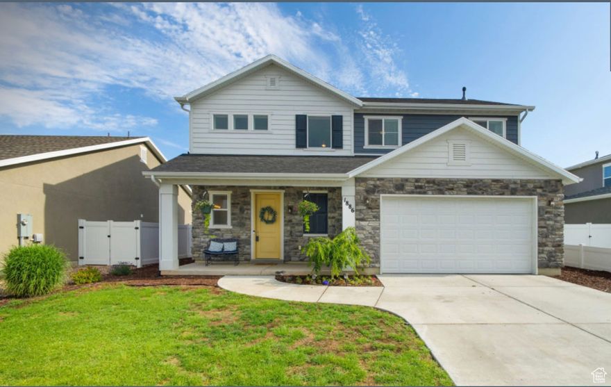 Beautiful 4-Bedroom Home with Open Layout and Great Community Amenities!! Welcome to this stunning 4-bedroom, 2.5-bath home built in 2019 by Woodside Homes. With 2106 sq. ft. of thoughtfully designed living space, this property offers comfort, functionality, and style in every corner. Step inside to a bright, open concept main level featuring huge windows and a spacious family room with a tiled fireplace. The dining and kitchen flow seamlessly together, perfect for gatherings, and the large granite island is ideal for cooking and entertaining. A half bath, oversized coat closet, laundry room with washer and dryer included, and two pantries provide plenty of storage. Appliances stay, including the refrigerator. The garage connects directly to the kitchen for convenience, and a walk-out patio opens to a large backyard with grass and a cement patio. The swing set stays, while the shed is excluded. The second floor features a big loft landing for bonus space, four large bedrooms, and two baths. The master suite includes double sinks, a spacious walk-in closet, a private toilet room, and a shower-only  bath. Additional bedrooms are generously sized with great closet space. The flooring is laminate and carpet throughout. There are 2 big under-stairs storage areas, a 2 car garage, central air and modern finishes, and a large front gate with access to the backyard. This home is part of a wonderful neighborhood with a $35/month HOA that includes access to a clubhouse, pool, fitness center, and playgrounds just around the corner. Don't miss the chance to own this beautiful home with plenty of space inside and out, modern upgrades, and community amenities.