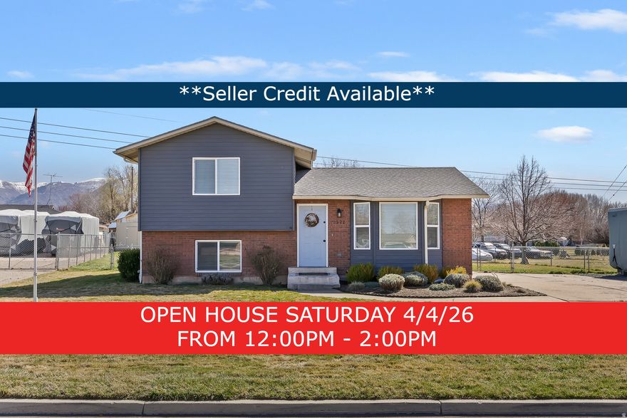 **OPEN HOUSE WEDNESDAY 4/4/26 FROM 12:00PM-2:00PM** Hard to find charming starter home on spacious fully fenced lot with mountain views. Very well maintained and cared for. RV parking. Newer roof, redone when sellers moved in & remodeled. New HVAC system. Quick access to freeway. Don't miss out on this one! Extras: tons of parking, huge backyard, plumbing for second bathroom in the basement.