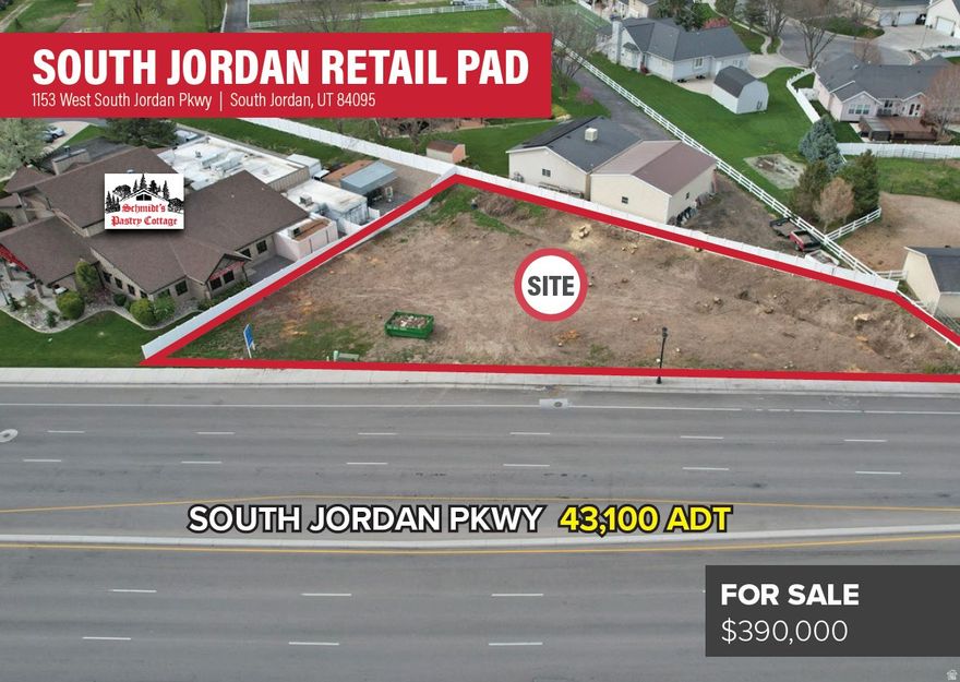 0.35 acres   46,000 cars/day on South Jordan Parkway   Zoning: C-C   Location: high visibility location off South Jordan Parkway