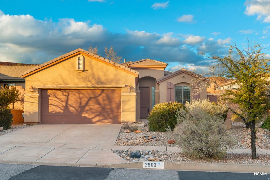 Lovely Coral Canyon home with mature landscaping, low HOAs and some of the best amenities in the valley! Newer HVAC system, garage door opener and stove. Enjoy sitting under the professionally installed awning w/ fans to enjoy those perfect evenings. This little gem is waiting for You to call HOME.