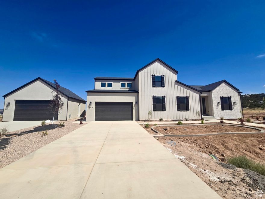 Modern farmhouse on a spacious 0.88-acre lot with 4 bedrooms, flex room, and 3.5 baths. Thoughtfully designed with 2,985 finished sq ft, an unfinished basement, open layout, large walk-in pantry, and main-level laundry. Upstairs features a loft-style family room and additional bedroom with full bath. Attached tandem 3-car garage plus a detached 2-car garage offer ample space for vehicles, storage, or a workshop. Quality finishes throughout! Ask about our Bradley Bucks promotion - up to $20,000 flex cash available on select homes!
