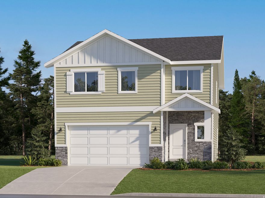 The Valley at Wildflower - 3118 - Wasatch. Offering up to $20,000 towards closing costs when financing with our preferred lender! Estimated completion in July. This home offers 4 bedrooms, 2.5 bathrooms, an attached 2-car garage, and a full unfinished basement.  On the main floor, a spacious kitchen offers stone white craftsman-style cabinets, white quartz countertops wit golden veining, and stainless steel appliances including the refrigerator!  Upstairs is the owner's suite with owner's suite bathroom, laundry room, 3 additional bedrooms, and a full secondary bathroom. Square footage figures are provided as a courtesy estimate only and were obtained from builder. Buyer is advised to obtain an independent measurement. Interior photos are of same style of home, but not the actual home. Rendering is for illustrative purposes only.
