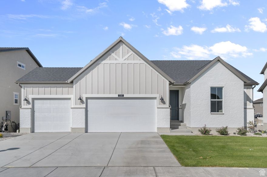 This inviting 1350 Farmhouse combines charm and comfort with smart design in a great community. Practical upgrades include a 3-car garage with keypad & exit door, 9-foot basement foundation walls with a walk-out door, can lighting, Christmas light outlets, a tankless water heater, and energy-efficient options throughout. The kitchen features white laminate cabinets, quartz countertops, stainless steel gas appliances, and a box window in the nook for added light and character. Flooring includes a balance of laminate hardwood, vinyl tile, and carpet, designed for durability and style.  Inside, timeless touches shine with Craftsman base & casing, cultured marble shower surrounds in the owner's suite, and satin & brushed nickel hardware. The box window in the owner's bedroom enhances natural light and creates a cozy retreat. Comes fully landscaped and maintained by the HOA for hassle free listing. This home offers the perfect blend of modern convenience and farmhouse charm! Come check it out today!
