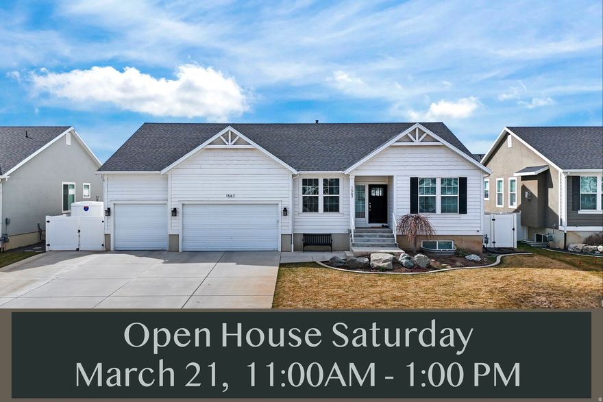Tucked away in North Ogden, you will find this cute neighborhood that might just look like your next place to call home! We are glad you found this home, because inside is the clean, tidy, and very spacious home that you have always dreamed of! Step inside and see exactly why this home shouldn't be skipped. Immediately feel the spacious entry, peek through the glass doors into your front office with mountain views,  notice  the high ceilings and abundance of light!  Next stop is for you to walk through the entry and just sweep the great room, take it all in: oversized windows, plenty of lighting, large kitchen, custom-trimmed natural gas fireplace.  If you love to entertain, gather everyone around the oversized kitchen island and fill it with love and food, of course! Bedroom size on this home is one to brag about, large windows and generous closets are found in every bedroom, as well as high quality carpet.  The main floor primary suite is, you guessed it, large, with a very cute backdrop for your bed, an ensuite bathroom that has separate vanities, oversized soaking tub, large shower, and a large walk-in closet!  Downstairs is just as impressive as the main floor with large windows, soft and cozy patterned carpet, and large bathroom. The basement great room has  space for movie nights, a game table, and is ready to go for you to design your dream kitchenette! Three more bedrooms round out the lower level, with one currently used as a stunning home gym! The yard is fully fenced, plenty of space to host a party,  and ready to take on upcoming summer projects like planting your favorite flowers! This is a hard home to replicate in today's market, we think you'll love it just as much as we do!  Buyer to verify all.