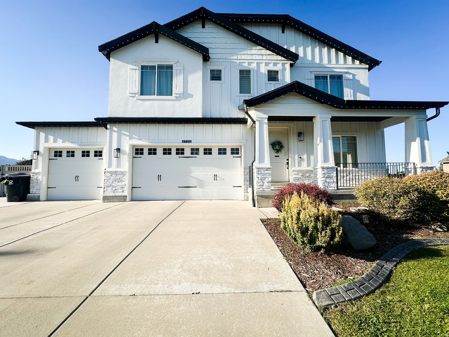 Open House Cancelled for Saturday February 14th. Gorgeous 2-Story home located in desired Ivie Farms subdivision. NO HOA! Beautiful setting with mountain views, park, playground, and elementary school all within walking distance. Only minutes from Yellow Fork canyon, and Butterfield canyon. Fishing pond at the Cove just down the road. This stunning updated home offers oversized kitchen island that seats 8, stainless appliances. Battery operated roller shades. Built in double ovens. Gas cooktop. Engineered wood flooring. Large updated master suite with fireplace. Large walk-in shower, custom closet shelving. Stunning finishes on ceiling and throughout. Finished daylight basement with basement entrance. Wet bar.  Cold storage room, large exercise room/mirrors. Dreamy backyard with inground heated chlorine swimming pool with waterfalls, lighting, and pool decking paver lighting all controlled from your phone. "Intellichem" Pool is roughed for a water slide. Volleyball brackets also installed. Pool house/storage building for your pool toys, changing room. Huge wrap around deck to gaze at the beautiful mountain views. 2 separate fire pits. Stamped concrete patio. Basketball standard, large RV pad. Playhouse, and inground trampoline. Jellyfish exterior lighting on house. Ring camera. 3 exterior cameras. Located on pool house, back porch, and RV pad. Garage has epoxy flooring. Roof updated 2022. Water heater updated 2023