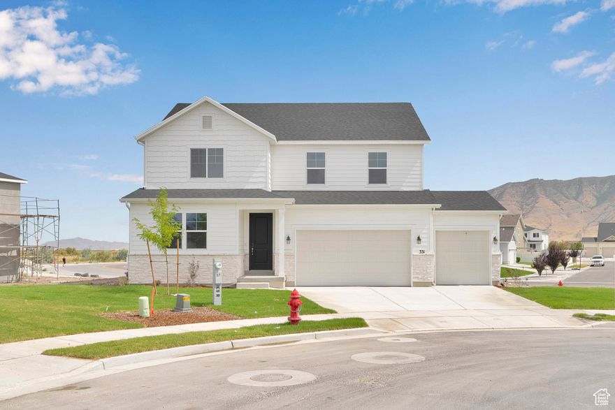 **Special Financing Incentive Rate as low as 3.75%! (some exclusions apply, Please see agent or call for details)**  This stunning 5-bedroom, 3-bathroom home offers 3,030 square feet of thoughtfully designed living space, providing both comfort and luxury. As you enter, you're greeted by a spacious foyer that leads to a main floor bedroom and full bath, as well as an inviting study, perfect for a home office or library. The heart of the home is the expansive kitchen, featuring a large sink in island. Equipped with modern stainless steel appliances, including a fridge, gas range, microwave, and dishwasher. The adjoining living and dining areas offer plenty of space for family gatherings, with double sliding glass doors that bring in natural light and offer views of the mountains. Upstairs, you'll find a cozy loft, three generously-sized bedrooms, a bathroom with dual sinks, and the Owners suite, with a luxurious en-suite bathroom featuring dual vanities, walk in shower, and a bedroom sized walk in closet. Located on a quiet cul-de-sac, this home is in a prime spot with no back door neighbors, and a park a short walk away.