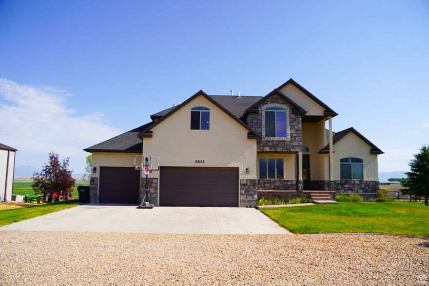 A Slice of Heaven Awaits  Horse Property on 9  Acres with Stunning Mountain Views! Welcome to your dream homestead! This exceptional 9.75-acre horse property offers everything you need for country living, including irrigation water(10 shares of Horseshoe Irrigation), a well water right, and breathtaking views of Horseshoe Mountain and Mount Nebo. The spacious 4,000 sq ft home features 6 bedrooms and 4 bathrooms, with the master suite conveniently located on the main level. Enjoy a walkout basement, perfect for entertaining  and plenty of room throughout the home for gathering with family and friends.  A massive 42' x 64' workshop with oversized doors provides ample space for equipment, recreational toys, projects, or storage. With plenty of room for horses, chickens, and other farm animals, this property is ideal for those looking to embrace a rural lifestyle. Additional acreage, water shares, and a wheel line are available, offering even more potential for farming or expansion (MLS# 2077188 includes 10.21 acres, 11 shares of Horseshoe Irrigation water, and a wheel line ). Don't miss this rare opportunity to own your own piece of paradise. Schedule a private tour today!  Buyer and buyer's agent to verify all information.