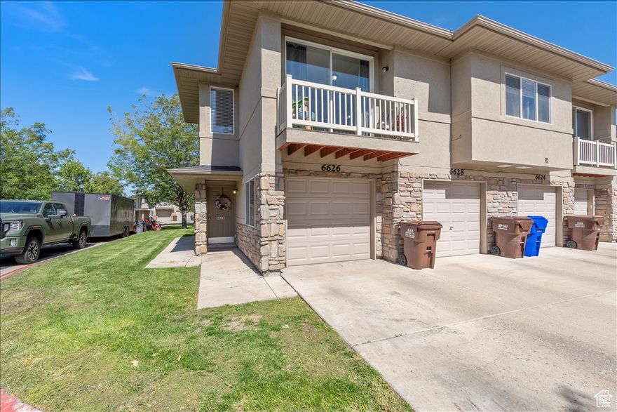 Charming 2-Bedroom, 2-Bathroom Townhouse with Garage in West Jordan with  amenities you'll actually want to use!  Welcome to this beautifully maintained 2-bedroom, 2-bathroom townhouse in the heart of West Jordan. Built in 2006 and offering over 1,100 sq ft of comfortable living space, this home combines convenience, style, and access to fantastic community amenities.  The main level features a bright and open living area, perfect for both relaxing and entertaining. The kitchen offers ample counter space and cabinetry, flowing seamlessly into the dining area. Enjoy two spacious bedrooms, including a private primary suite complete with an ensuite bathroom and walk-in closet.  This home also includes a private one-car garage, providing secure parking and extra storage space-an added bonus not always found in townhouse living!  Outside your front door, enjoy access to a community pool, hot tub, and clubhouse, all part of a well-maintained and welcoming neighborhood.  Whether you're a first-time buyer, downsizing, or looking for a low-maintenance lifestyle, this move-in-ready townhouse has it all. Schedule your private showing today!  Measurements are provided as a courtesy only, and buyer or buyer's agent should verify information.