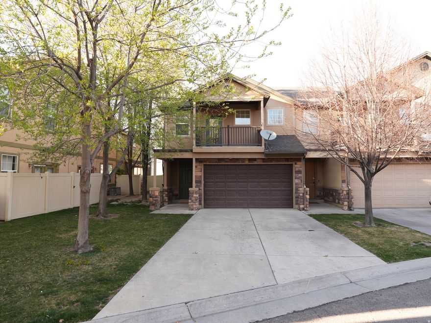 Welcome to this beautifully maintained 3 bedroom, 2.5 bath end-unit townhome in the heart of Pleasant Grove, where comfort, light, and location come together seamlessly. With approximately 1,800 square feet, this home offers an ideal blend of space and functionality, featuring tons of storage and an open, airy feel throughout.  As an end unit, you'll enjoy added privacy along with the longest driveway in the complex, perfect for extra parking and convenience. Inside, vaulted ceilings and large windows fill the home with natural light, creating a bright and inviting atmosphere in every room. Brand new carpet and fresh paint make the home feel clean, updated, and move-in ready. The spacious primary suite is a true retreat, complete with a large ensuite bathroom, walk-in closet, and private access to a connected porch where you can take in beautiful mountain views of the Wasatch Range. Located in a quiet neighborhood, the community features mature trees, playgrounds, and a newly renovated clubhouse with a pool great for relaxing or entertaining. The home also includes quick access to the freeway, along with nearby restaurants, shopping, and everyday conveniences. This is a great opportunity to own a light-filled, well maintained home in one of Pleasant Grove's most desirable and rapidly growing areas.