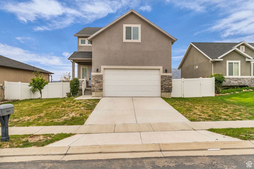**$15,000 PRICE REDUCTION!!** Beautiful Eagle Mountain Home with Stunning Views & Open Floor Plan. Discover this inviting home nestled in the desirable east foothills of Eagle Mountain. With no backyard neighbors, you'll enjoy peaceful living & unobstructed sunset, valley, and mountain views right from your pergola-covered deck. Inside, the open-concept floor plan is perfect for entertaining-gather around the cozy fireplace, host friends with ease, or enjoy quiet evenings. Featuring 3 bedrooms & 2.5 bathrooms, this home also includes an unfinished basement, giving you the opportunity to add even more living space to suit your needs. Outdoors, a dedicated gardening area awaits those who love to grow their own flowers, herbs, or veggies. The lot offers plenty of space while still being close to schools, parks, and shopping for your convenience. Don't miss your chance to own a great Eagle Mountain home that combines comfort, functionality & views. Schedule your private tour today! Home & lot size are estimates from public record. Buyer to verify.