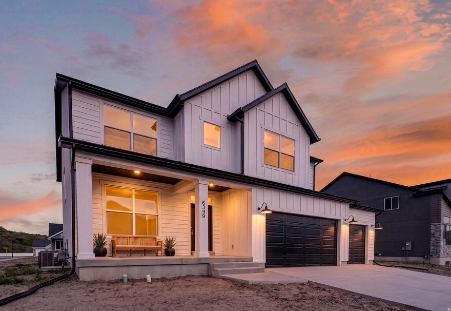 Welcome to Riverwood in South Weber! This thoughtfully designed Rainier floor plan offers 4 bedrooms and 2.5 bathrooms with modern finishes throughout. The spacious great room, accented by a cozy fireplace, creates the perfect setting for relaxing evenings or slow mornings with a cup of coffee. The kitchen features quartz countertops, and flows seamlessly into the main living area-ideal for everyday living and gathering with friends and family. Multiple living spaces throughout the home provide flexibility for work, and play. Downstairs, the unfinished basement offers the opportunity to expand and truly make the home your own. Additional highlights include a convenient mudroom/drop zone and an oversized 3-car garage with plenty of room for storage, gear, or hobbies. Located just minutes from local favorites like Burly Burger and with easy access to Riverdale Rd, HAFB, I-84, and Hwy 89, commuting and daily errands are simple and convenient. A great opportunity to own in one of South Weber's most desirable communities.