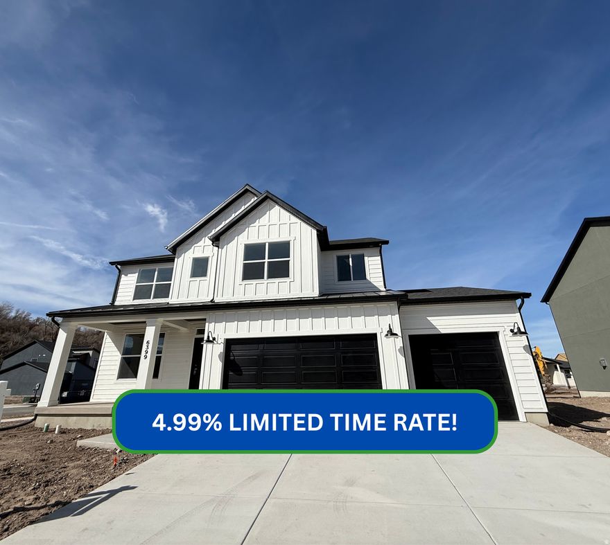 Take advantage of a limited-time rate promotion with our preferred lender: **4.99% on a 30-year fixed FHA/VA loan or a 7/1 ARM.** Welcome to Riverwood in South Weber! This thoughtfully designed Rainier floor plan offers 4 bedrooms and 2.5 bathrooms with modern finishes throughout. The spacious great room, accented by a cozy fireplace, creates the perfect setting for relaxing evenings or slow mornings with a cup of coffee. The kitchen features quartz countertops, and flows seamlessly into the main living area-ideal for everyday living and gathering with friends and family. Multiple living spaces throughout the home provide flexibility for work, and play. Downstairs, the unfinished basement offers the opportunity to expand and truly make the home your own. Additional highlights include a convenient mudroom/drop zone and an oversized 3-car garage with plenty of room for storage, gear, or hobbies. Located just minutes from local favorites like Burly Burger and with easy access to Riverdale Rd, HAFB, I-84, and Hwy 89, commuting and daily errands are simple and convenient. A great opportunity to own in one of South Weber's most desirable communities.